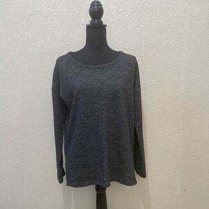 James Perse Basic Wool Cotton Blend High Low Hem Sweatshirt